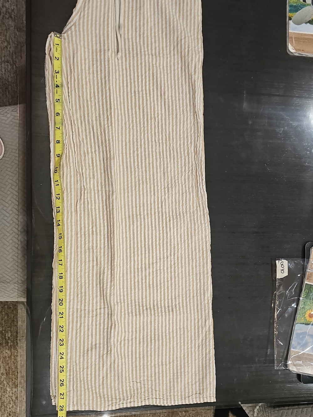 Striped Light Beige Women’s Swim Coverup/Lounge Pants with Drawstring Waist - Picture 7 of 11